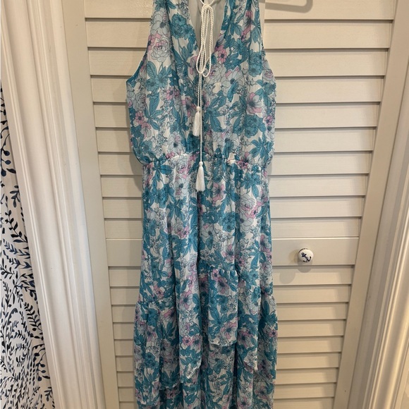 Floral Halter Hi/Lo Maxi Dress - Picture 1 of 6